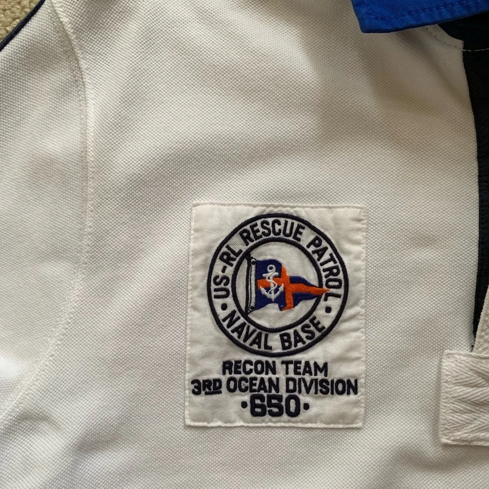 Ralph Lauren Men's Blue and White Polo Shirt
Zipper front- 100% cotton - Picture 5 of 5
